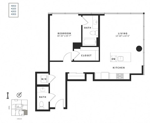 a floor plan of a bedroom apartment